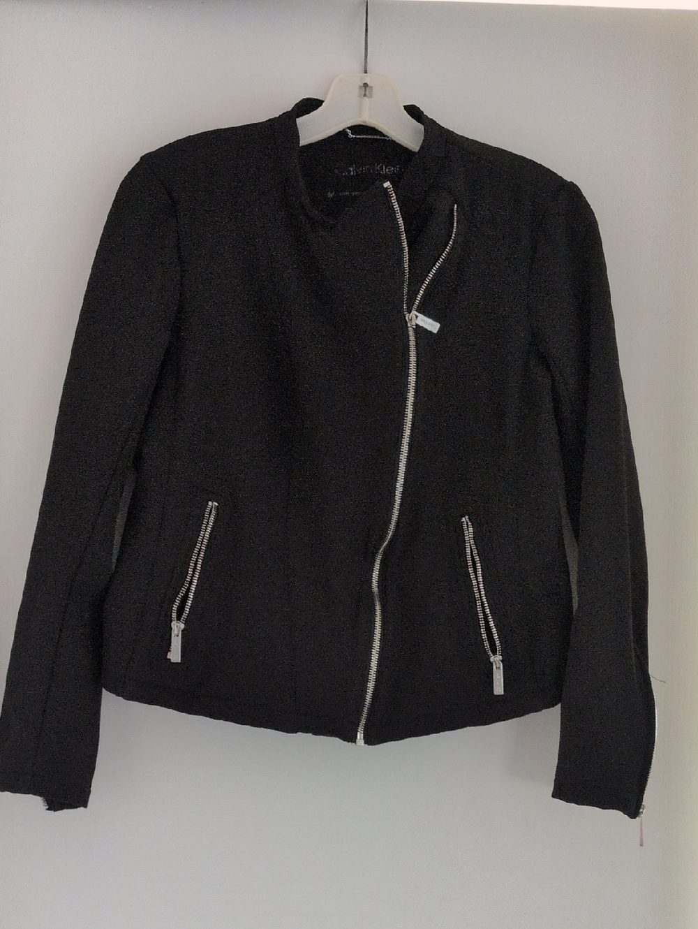Calvin Klein Black Asymmetrical Zip Leather Jacket